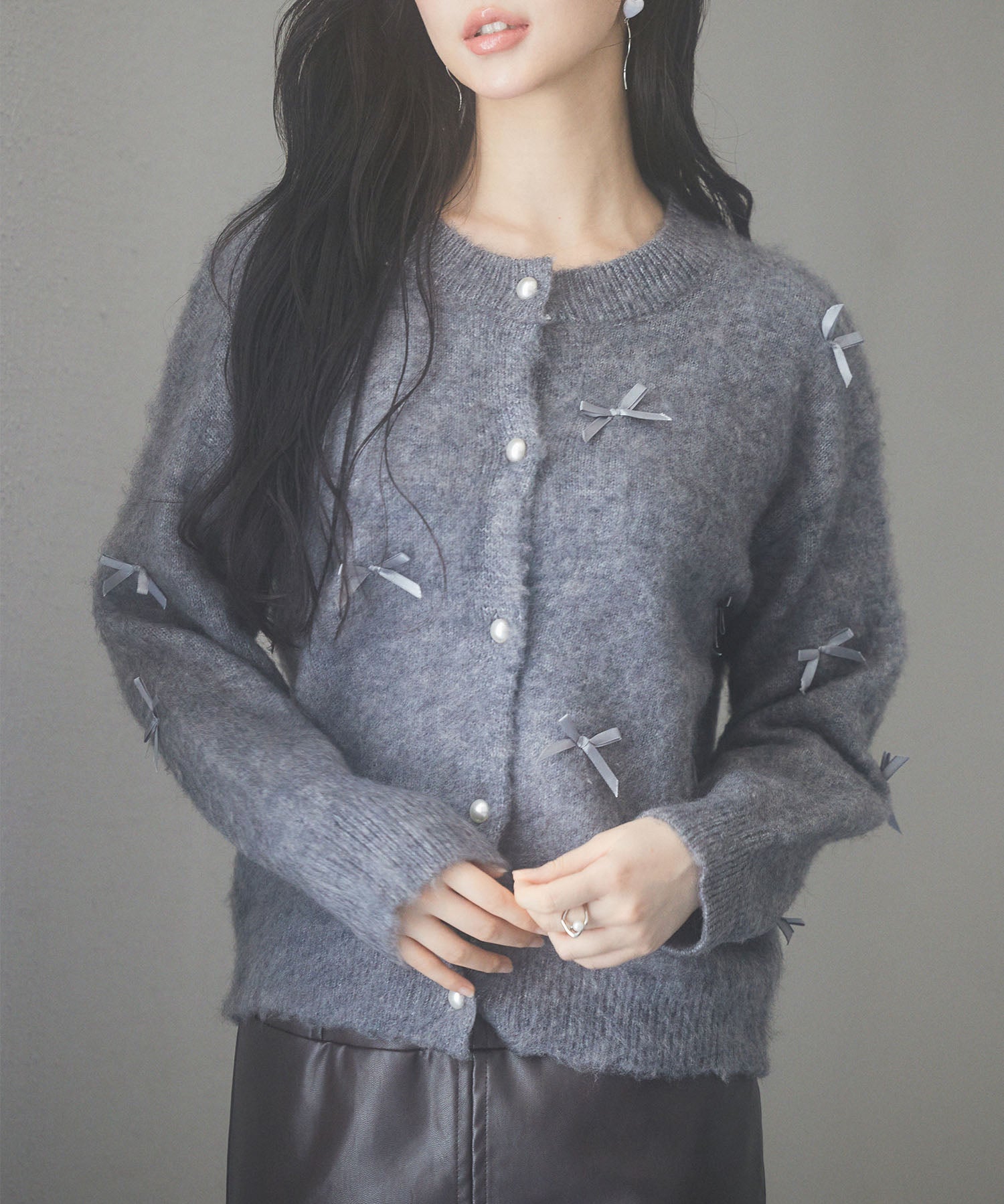 トレンドリボンドロップショルダーニットsdp8028 グレー