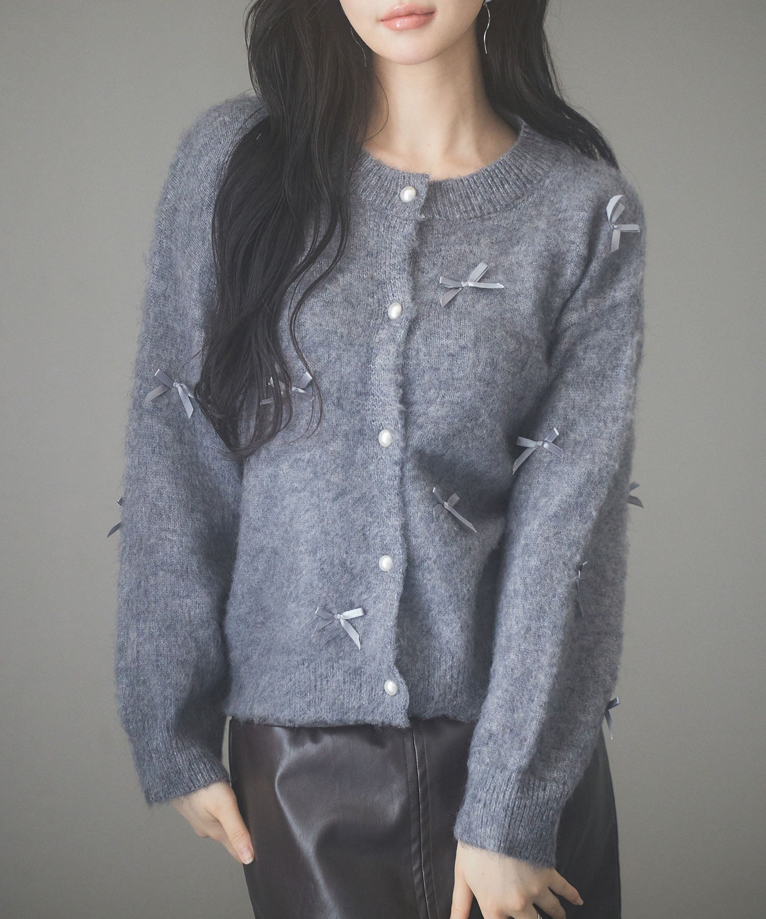 トレンドリボンドロップショルダーニットsdp8028 グレー