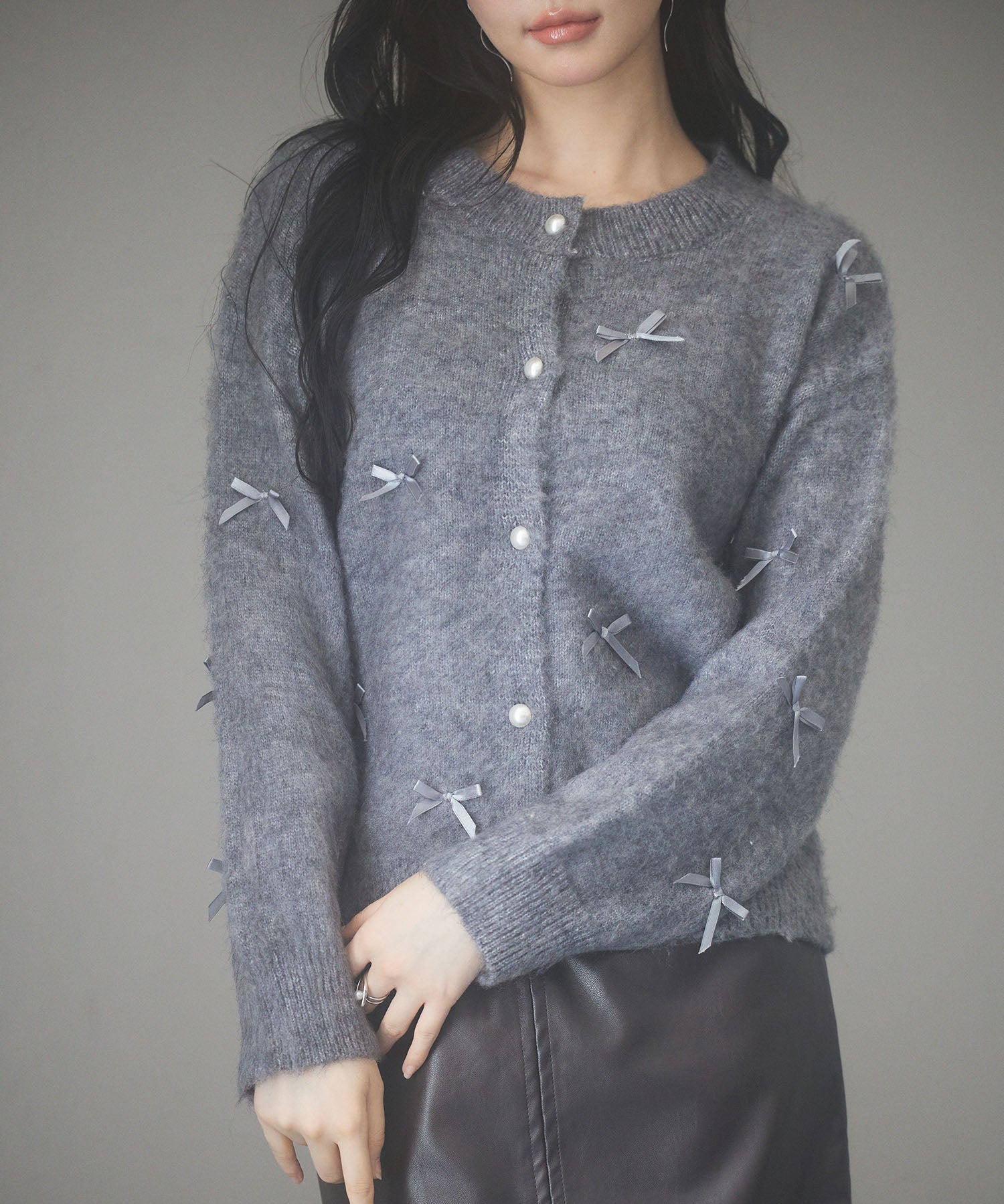 トレンドリボンドロップショルダーニットsdp8028 グレー