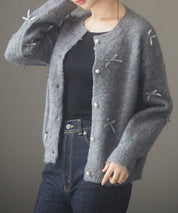 トレンドリボンドロップショルダーニットsdp8028 グレー