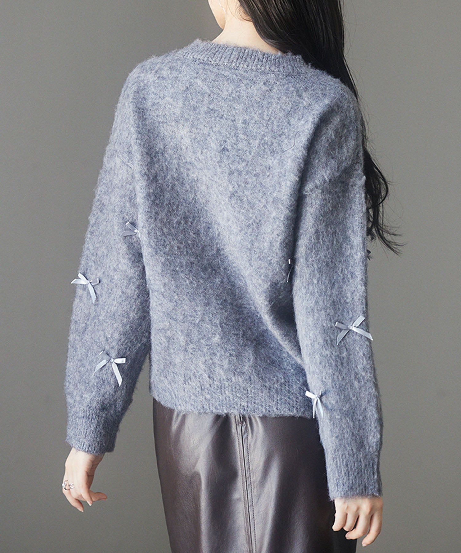 トレンドリボンドロップショルダーニットsdp8028 グレー