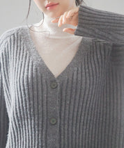 ファーポケットVネックニットカーディガンsdp8029 グレー