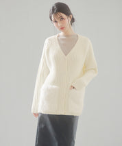 ファーポケットVネックニットカーディガンsdp8029 アイボリー