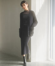 ファーポケットVネックニットカーディガンsdp8029 ブラック