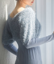 フェザーとニットスカートがドッキング2wayワンピースsdp8030 ブルーグレー