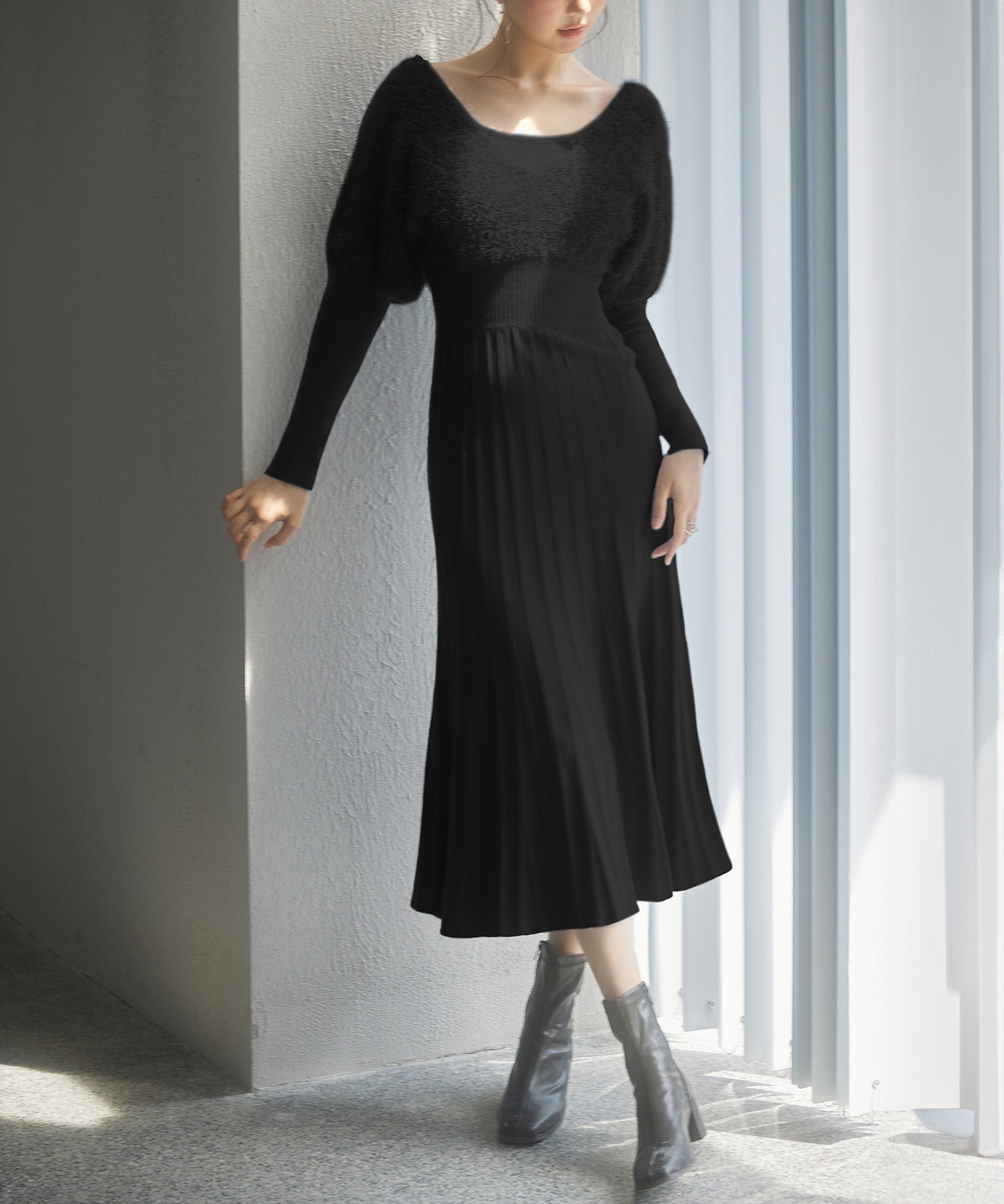 フェザーとニットスカートがドッキング2wayワンピースsdp8030-103-8