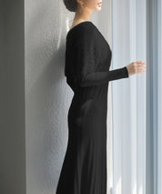 フェザーとニットスカートがドッキング2wayワンピースsdp8030 ブラック