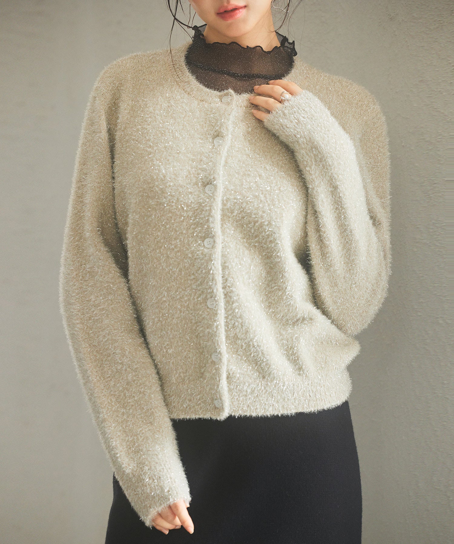 2way毛足長めラメニットカーディガンsdp8031-103-14