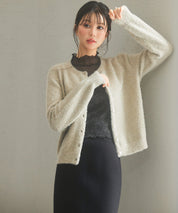 2way毛足長めラメニットカーディガンsdp8031 ベージュ