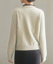 2way毛足長めラメニットカーディガンsdp8031 ベージュ