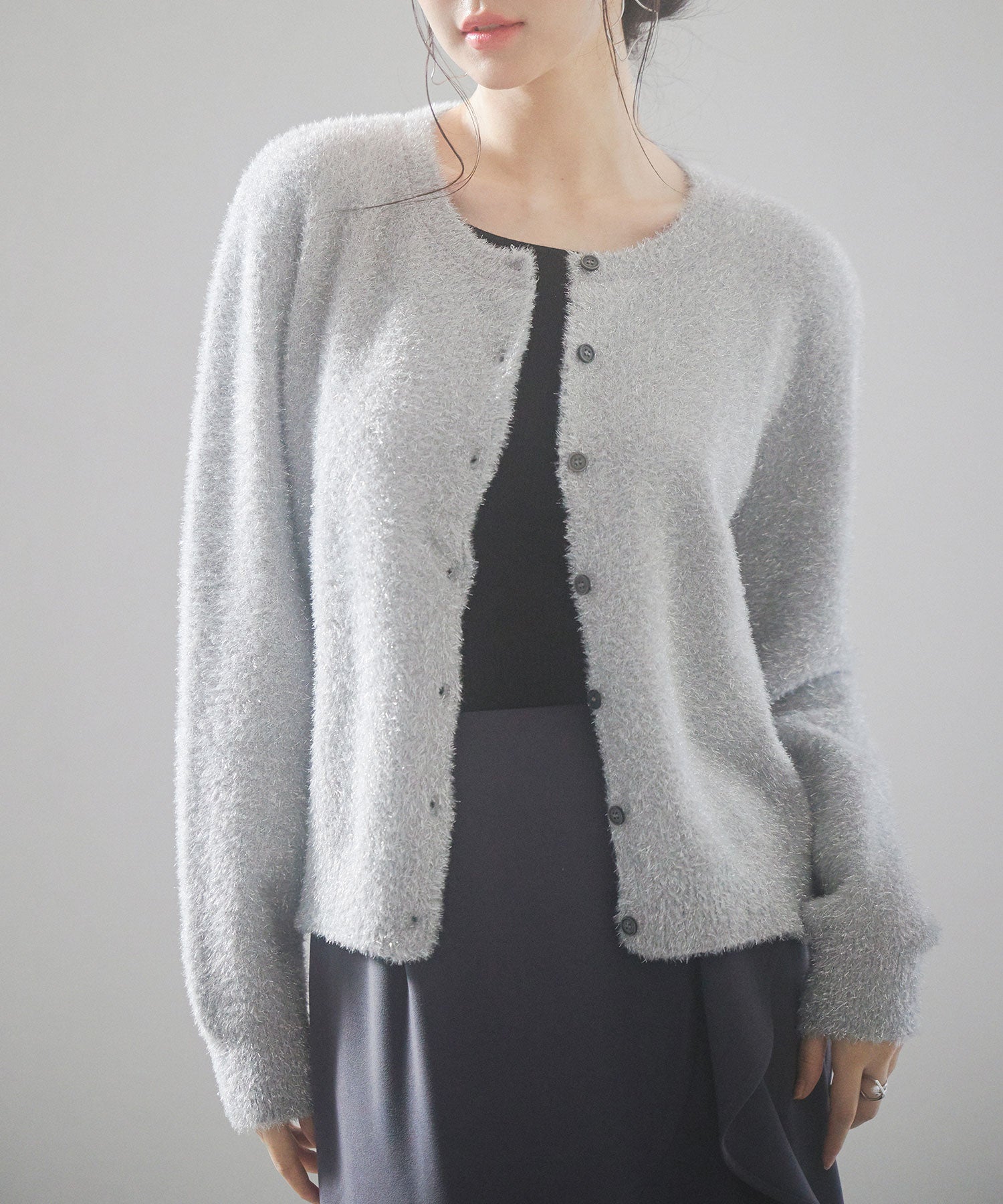 2way毛足長めラメニットカーディガンsdp8031-103-18