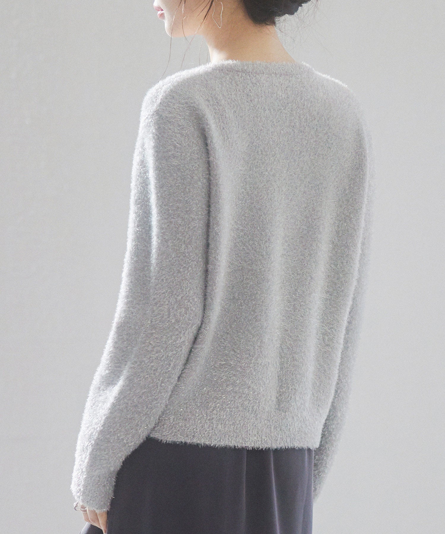 2way毛足長めラメニットカーディガンsdp8031 グレー