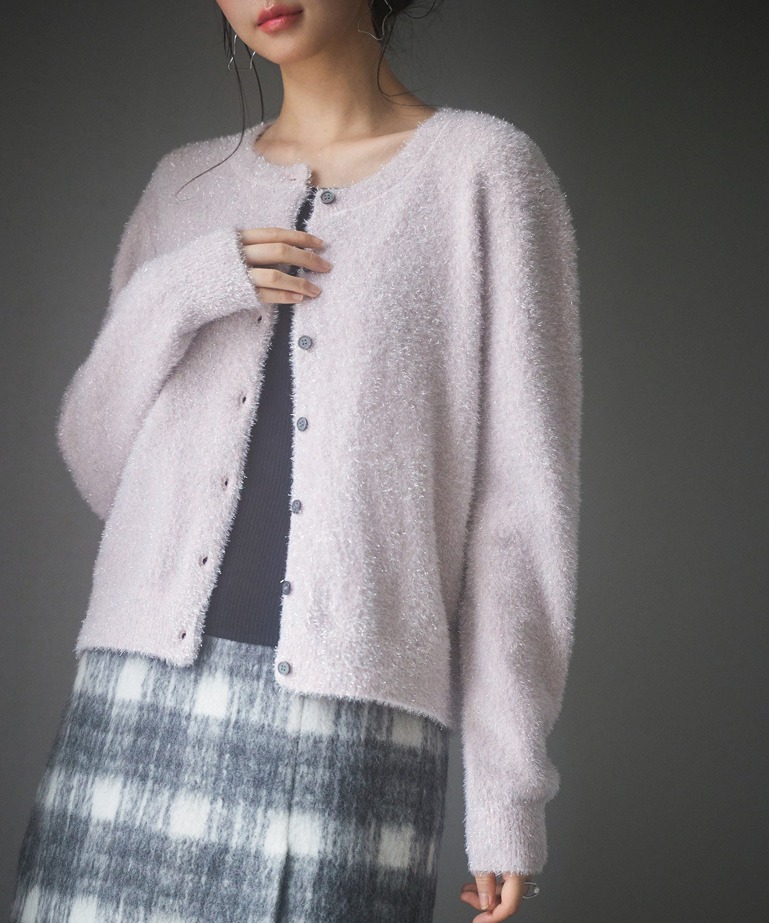 2way毛足長めラメニットカーディガンsdp8031-103-26