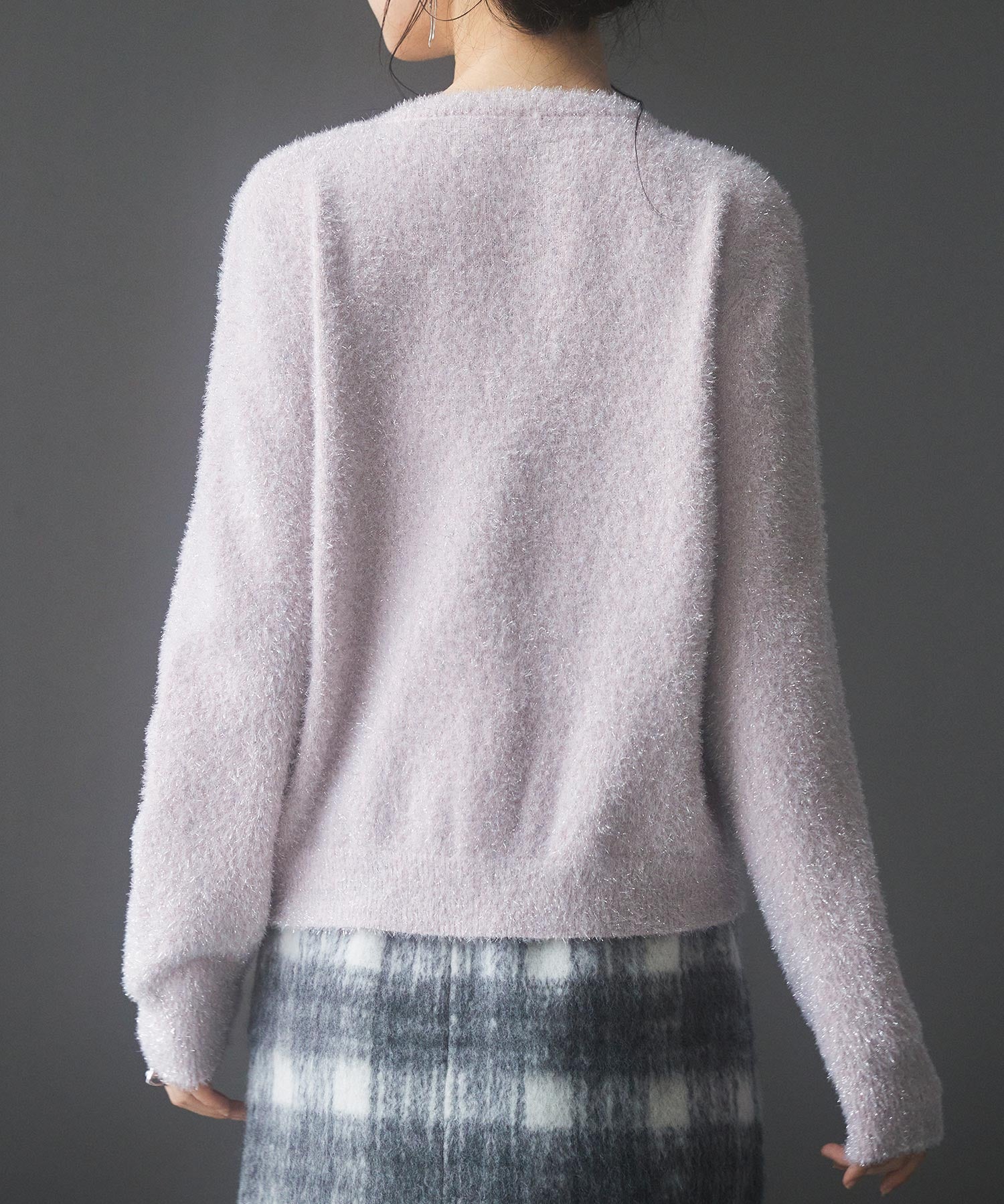 2way毛足長めラメニットカーディガンsdp8031 ピンク