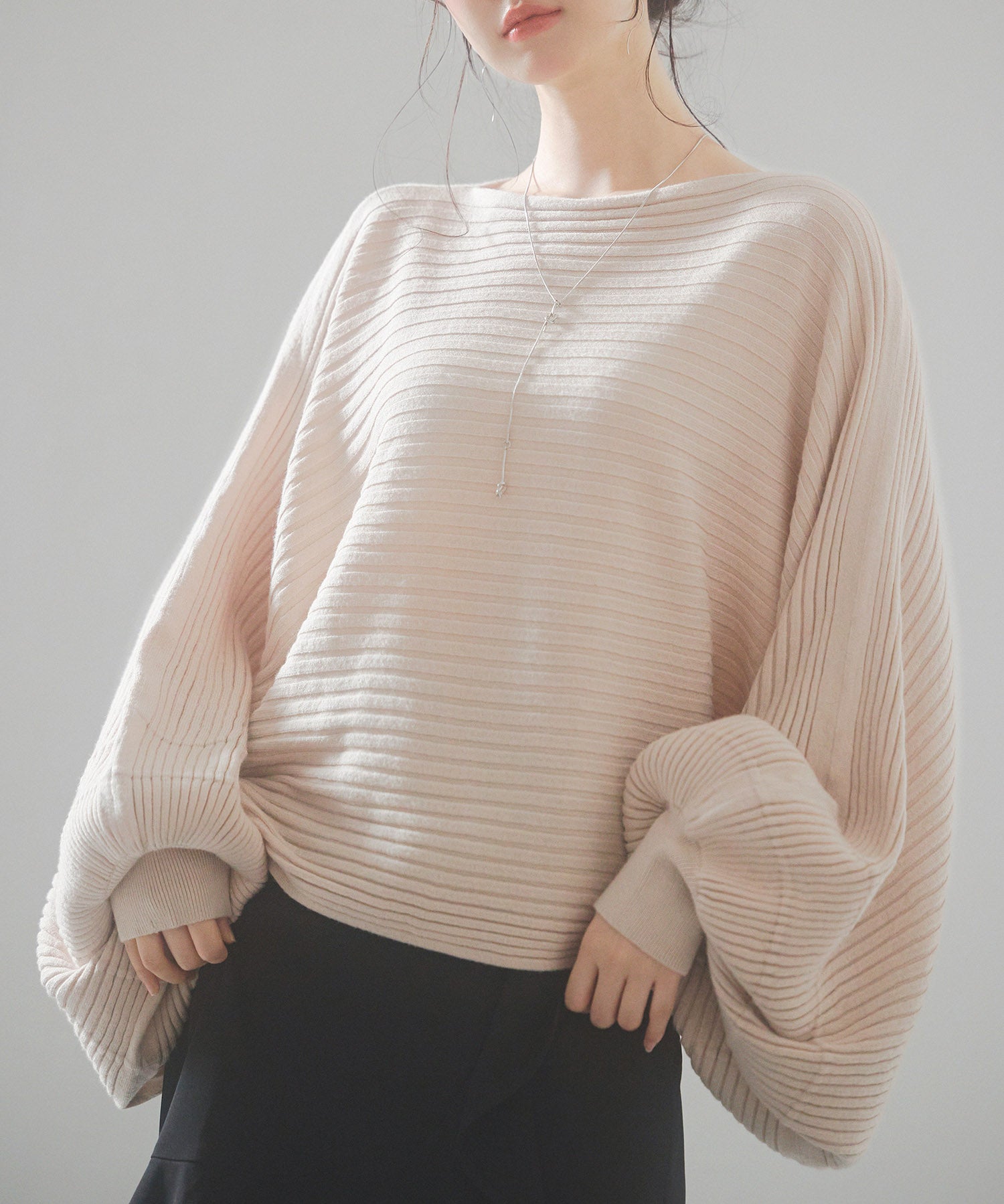 ボートネックドルマンスリーブニットsdp8032 ベージュ