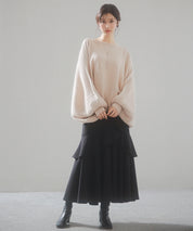 ボートネックドルマンスリーブニットsdp8032 ベージュ