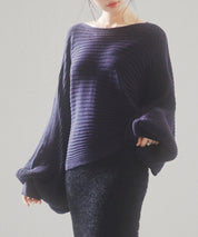 ボートネックドルマンスリーブニットsdp8032 ネイビー