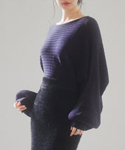 ボートネックドルマンスリーブニットsdp8032 ネイビー