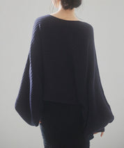 ボートネックドルマンスリーブニットsdp8032 ネイビー