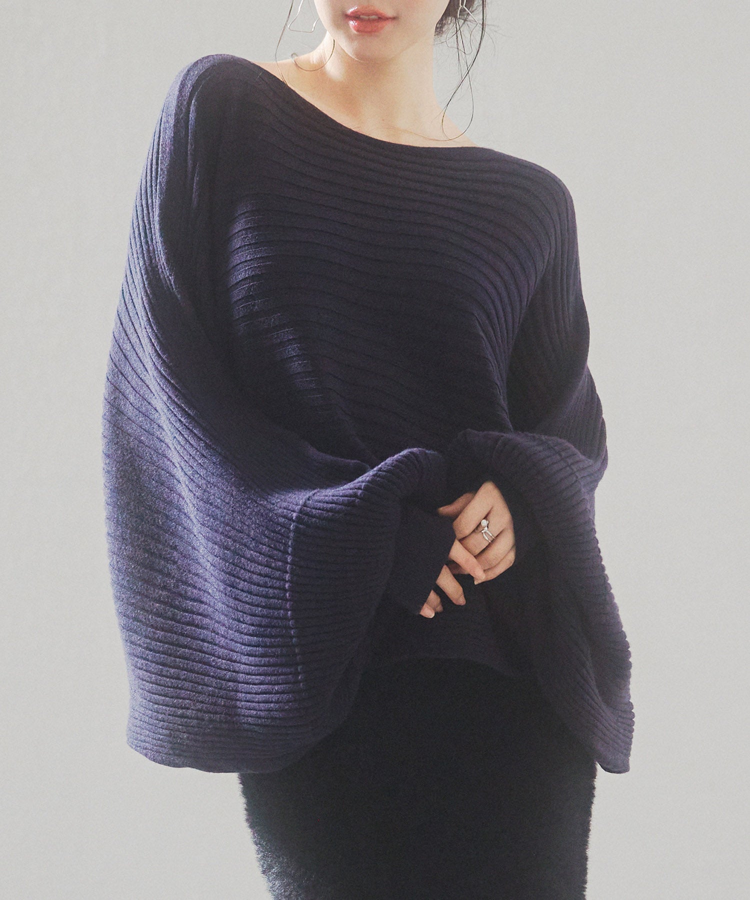 ボートネックドルマンスリーブニットsdp8032 ネイビー