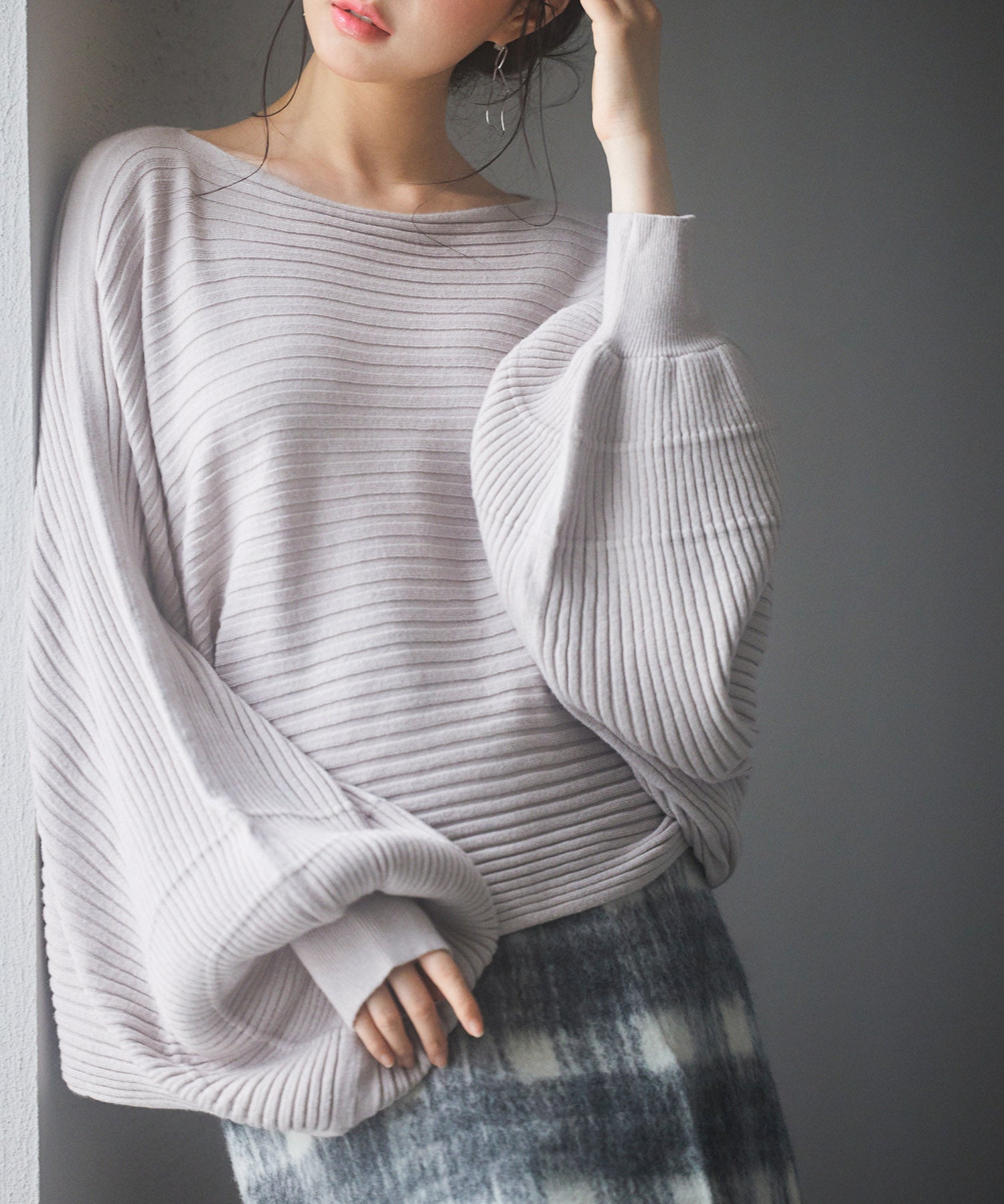 ボートネックドルマンスリーブニットsdp8032 グレー