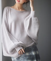 ボートネックドルマンスリーブニットsdp8032 グレー