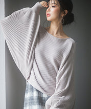 ボートネックドルマンスリーブニットsdp8032 グレー