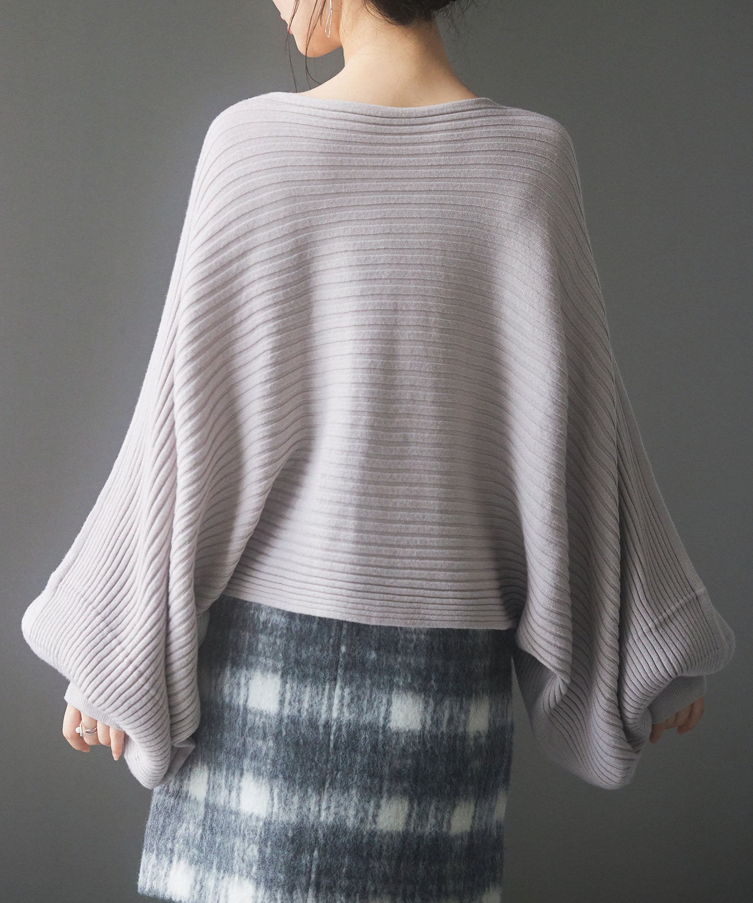ボートネックドルマンスリーブニットsdp8032 グレー