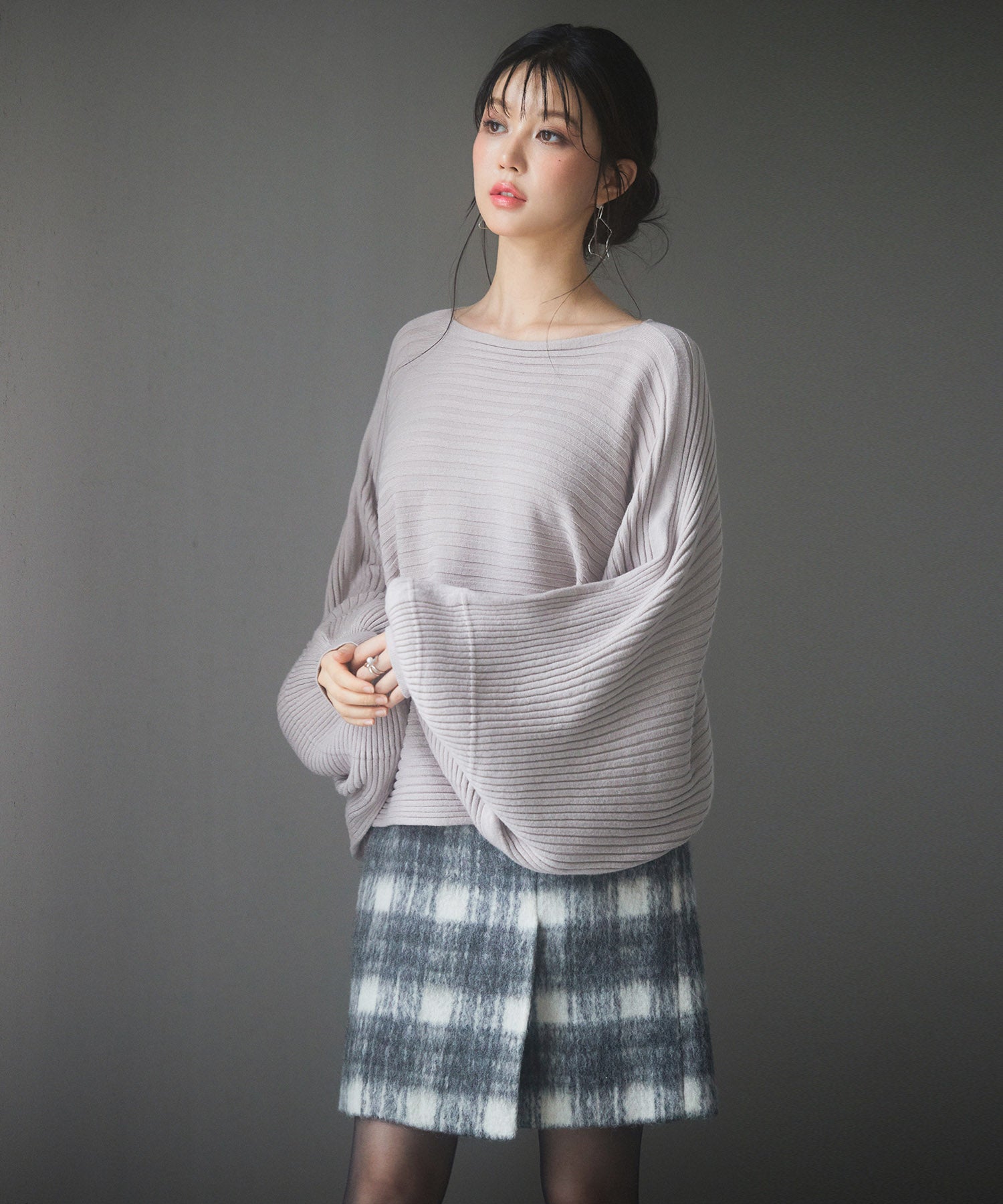 ボートネックドルマンスリーブニットsdp8032 グレー