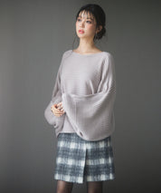 ボートネックドルマンスリーブニットsdp8032 グレー