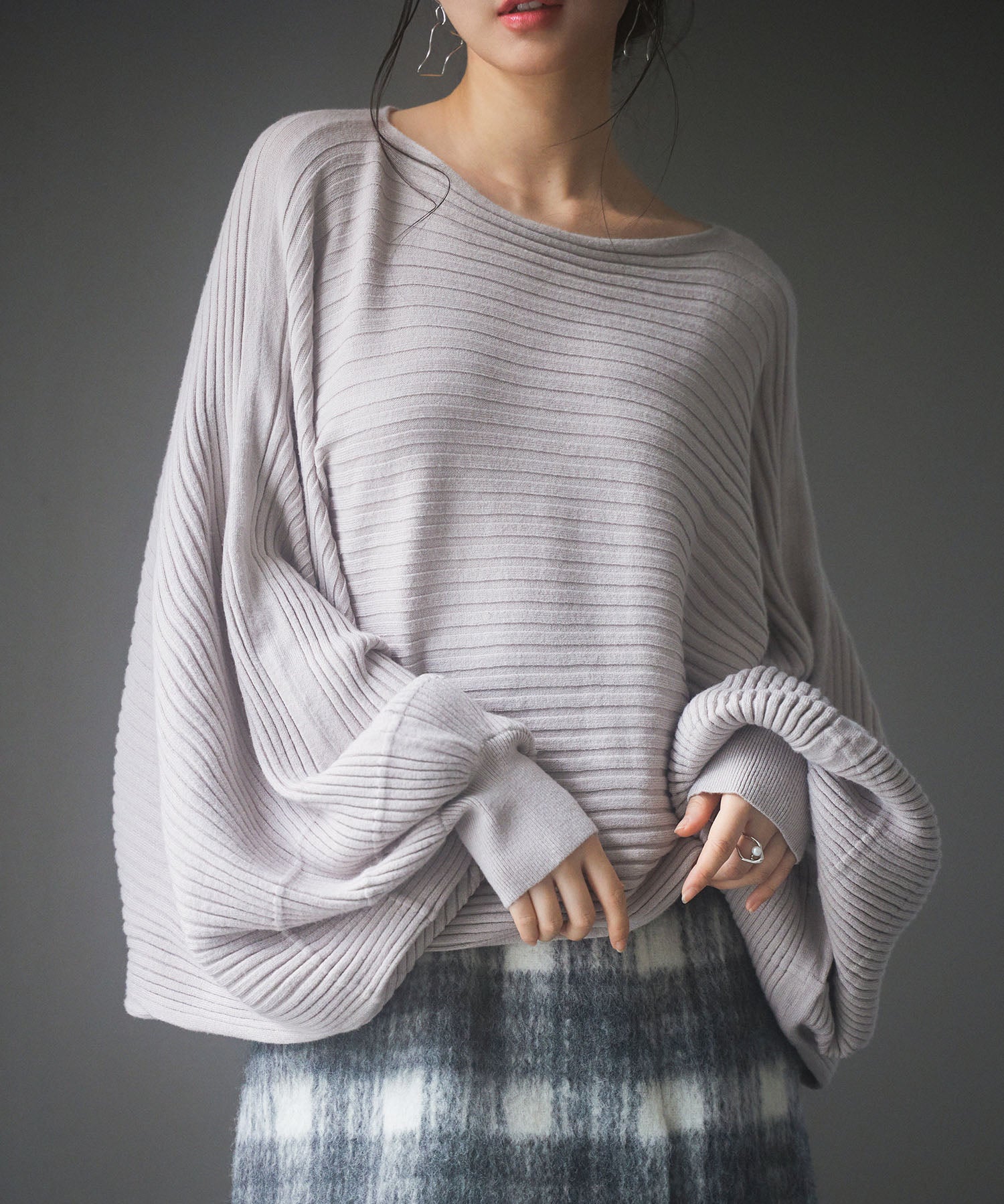 ボートネックドルマンスリーブニットsdp8032 グレー