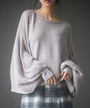 ボートネックドルマンスリーブニットsdp8032 グレー