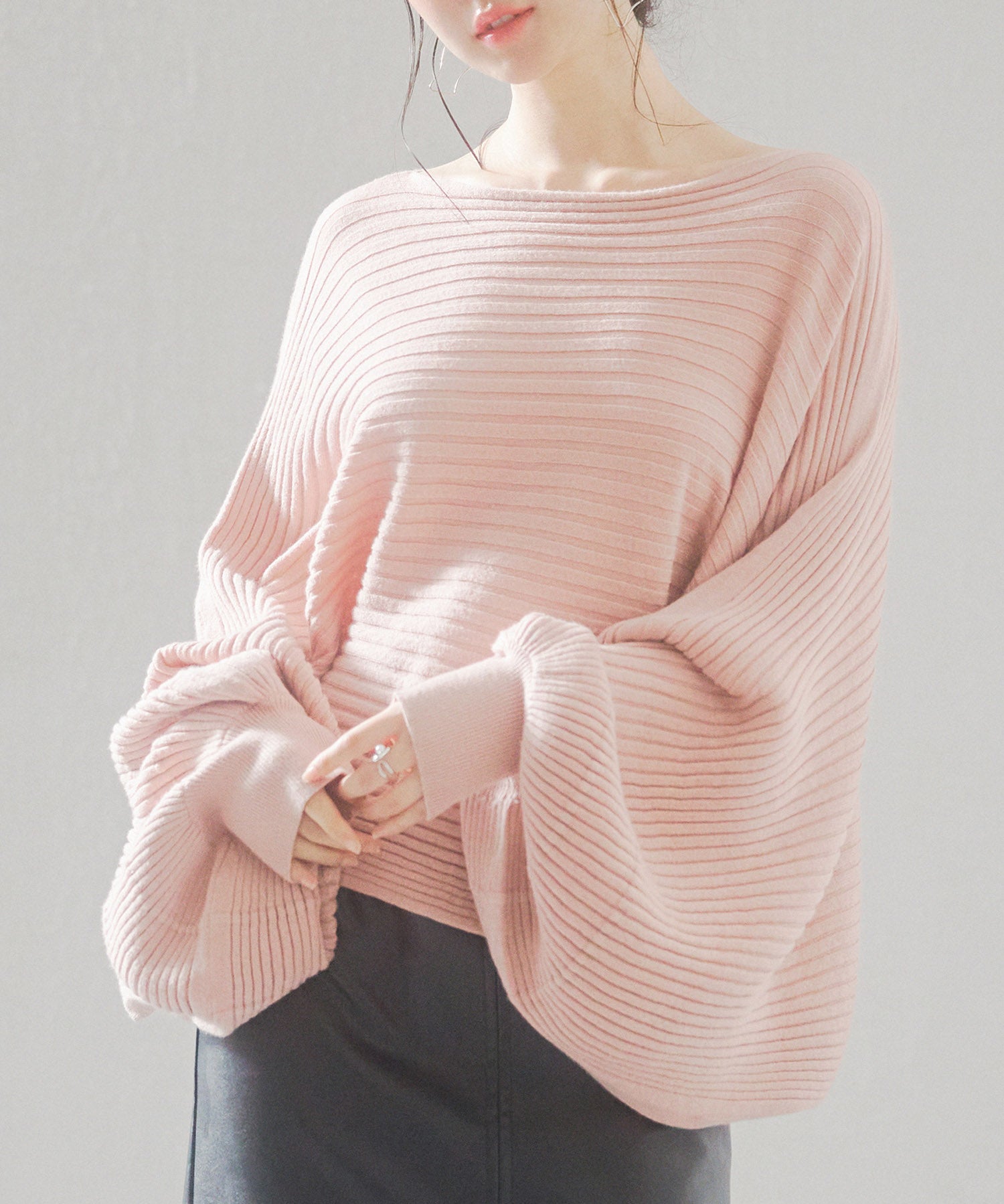 ボートネックドルマンスリーブニットsdp8032 ピンク