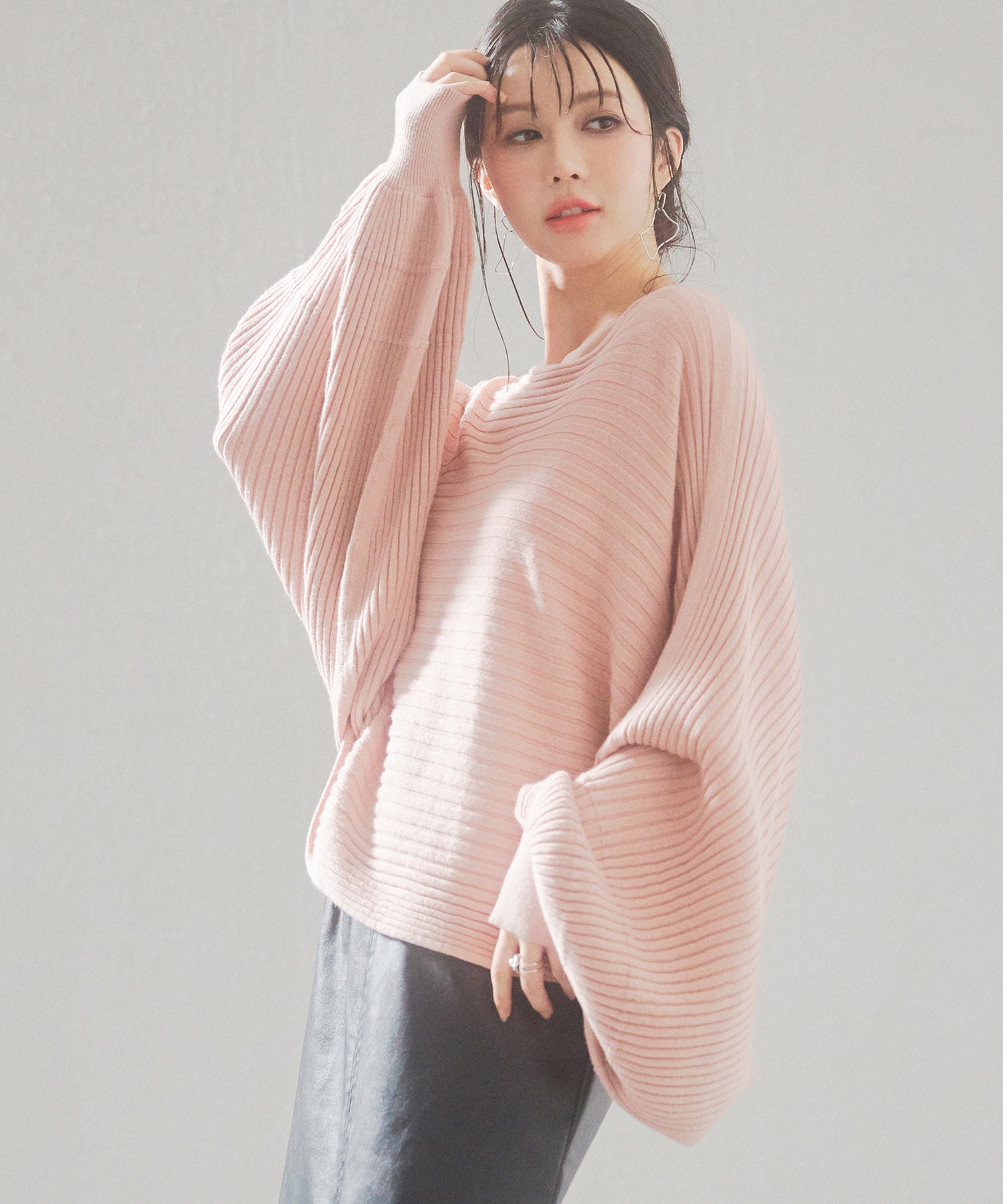 ボートネックドルマンスリーブニットsdp8032 ピンク