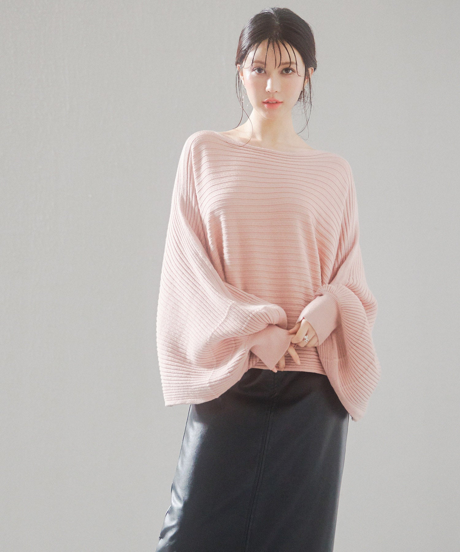 ボートネックドルマンスリーブニットsdp8032 ピンク