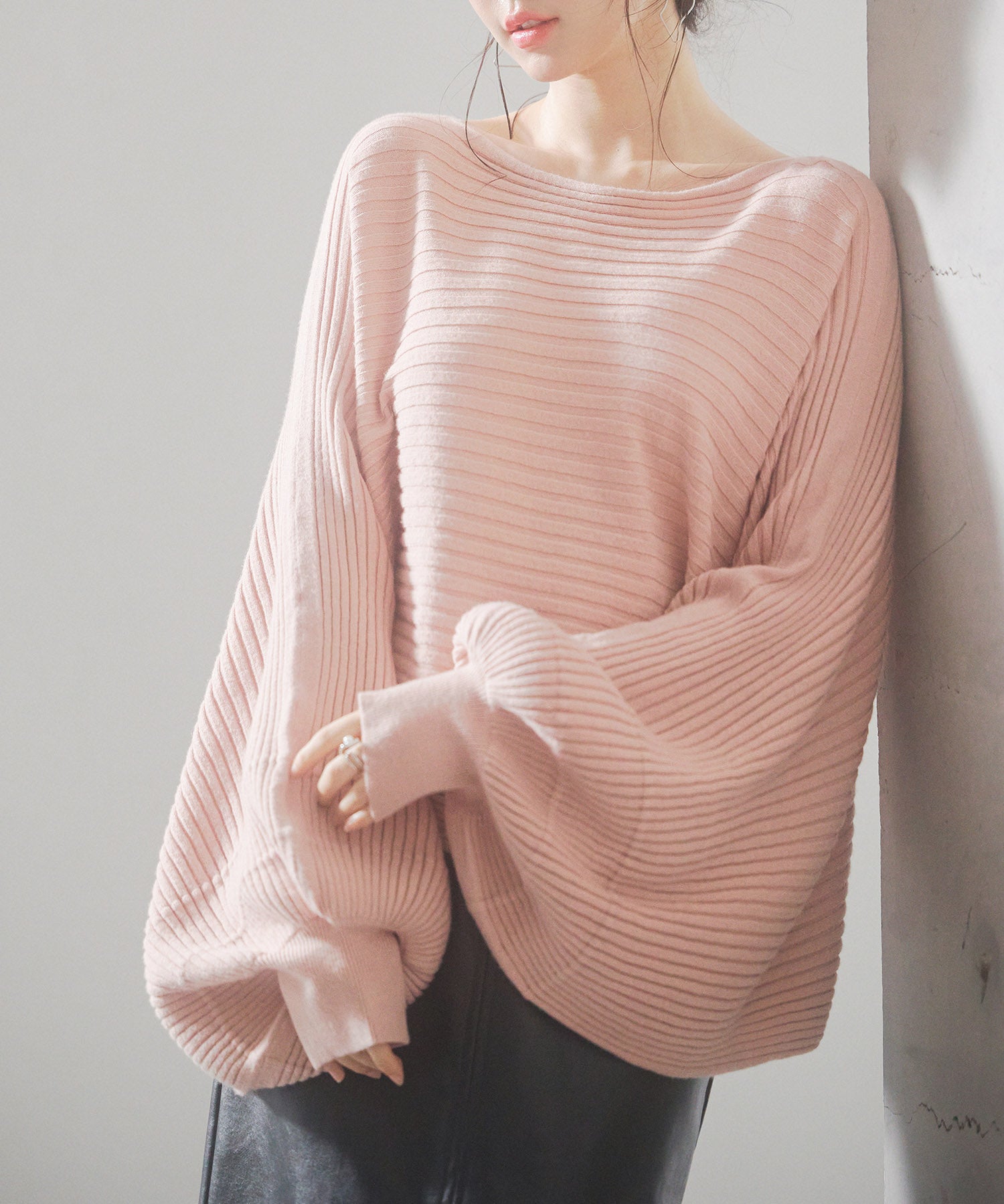 ボートネックドルマンスリーブニットsdp8032 ピンク