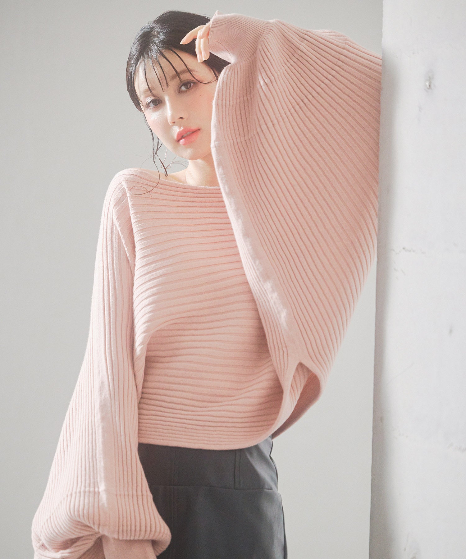 ボートネックドルマンスリーブニットsdp8032 ピンク