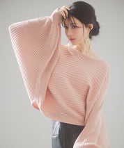 ボートネックドルマンスリーブニットsdp8032 ピンク