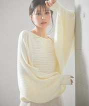 ボートネックドルマンスリーブニットsdp8032 アイボリー