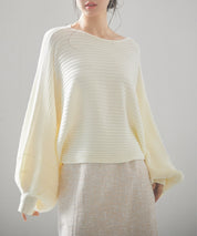 ボートネックドルマンスリーブニットsdp8032 アイボリー