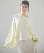 ボートネックドルマンスリーブニットsdp8032 アイボリー