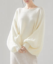 ボートネックドルマンスリーブニットsdp8032 アイボリー