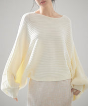 ボートネックドルマンスリーブニットsdp8032 アイボリー