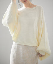 ボートネックドルマンスリーブニットsdp8032 アイボリー