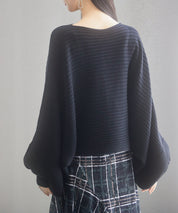 ボートネックドルマンスリーブニットsdp8032 ブラック