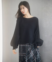 ボートネックドルマンスリーブニットsdp8032 ブラック