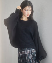 ボートネックドルマンスリーブニットsdp8032 ブラック