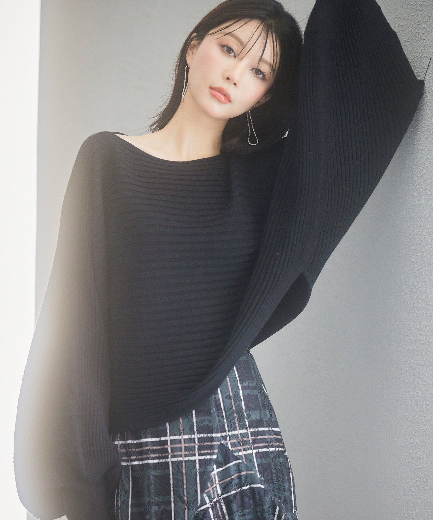 ボートネックドルマンスリーブニットsdp8032 ブラック