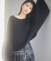 ボートネックドルマンスリーブニットsdp8032 ブラック
