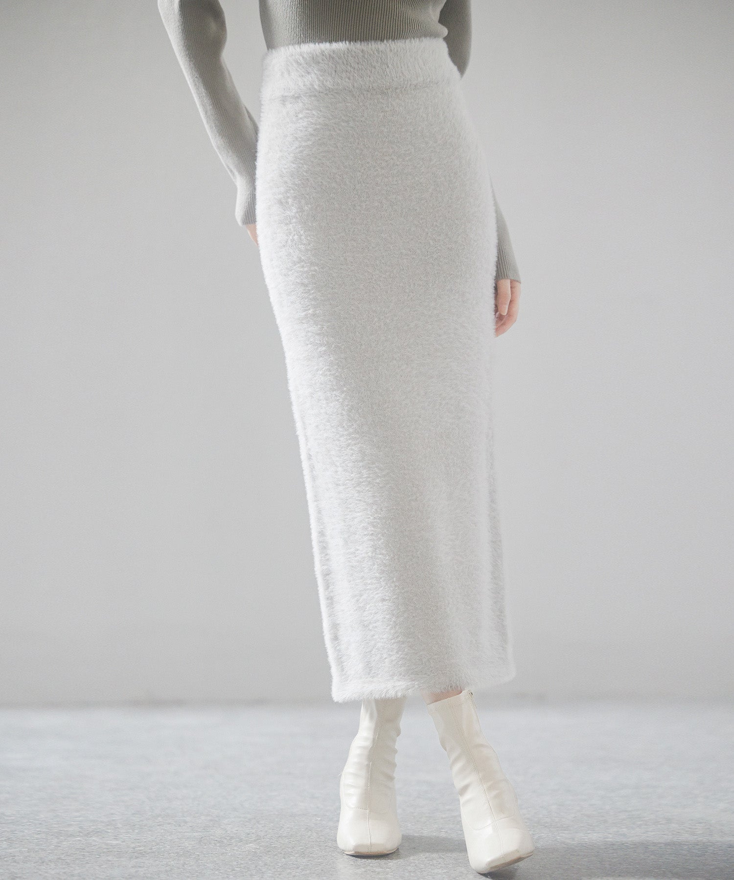 ふわふわシャギー素材タイトニットスカートsdp8033 グレー